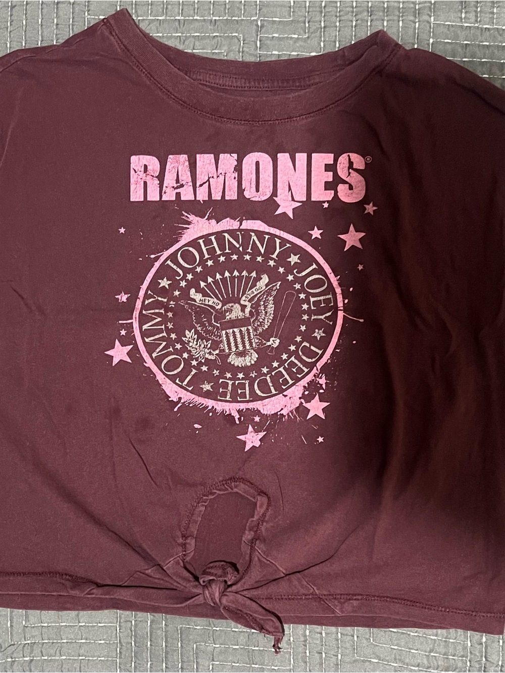 Ramones Girls' Maroon Graphic Tie-Front Tee